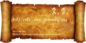 Körözsi Varsány névjegykártya